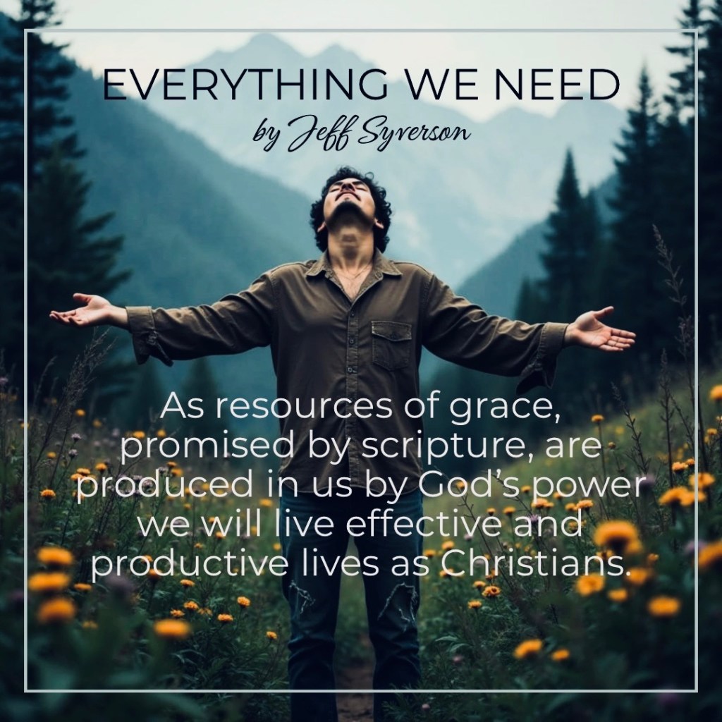 Everything We Need
by Jeff Syverson
"As Resources of grace, promised in scripture are produced in us by God's power we will live effective and productive lives as Christians."